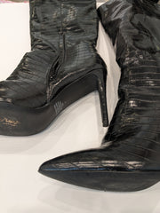 Therapy Black Faux Croc Leather Boots - 9