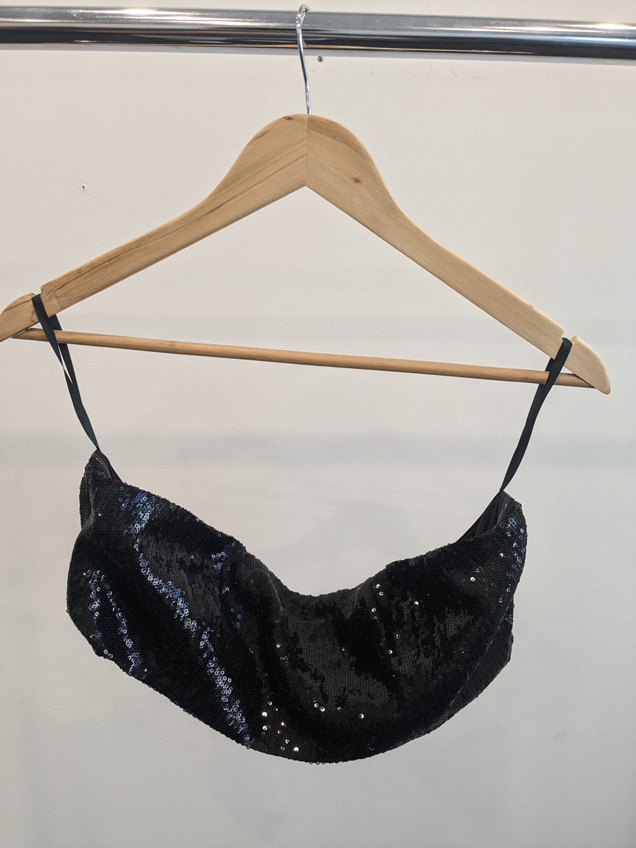 Runaway by Rozalia Black Sequin Bralette Crop Top - XL