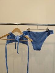 Monday Swimwear Blue Bikini Top (V), Bottoms (Vv) Set