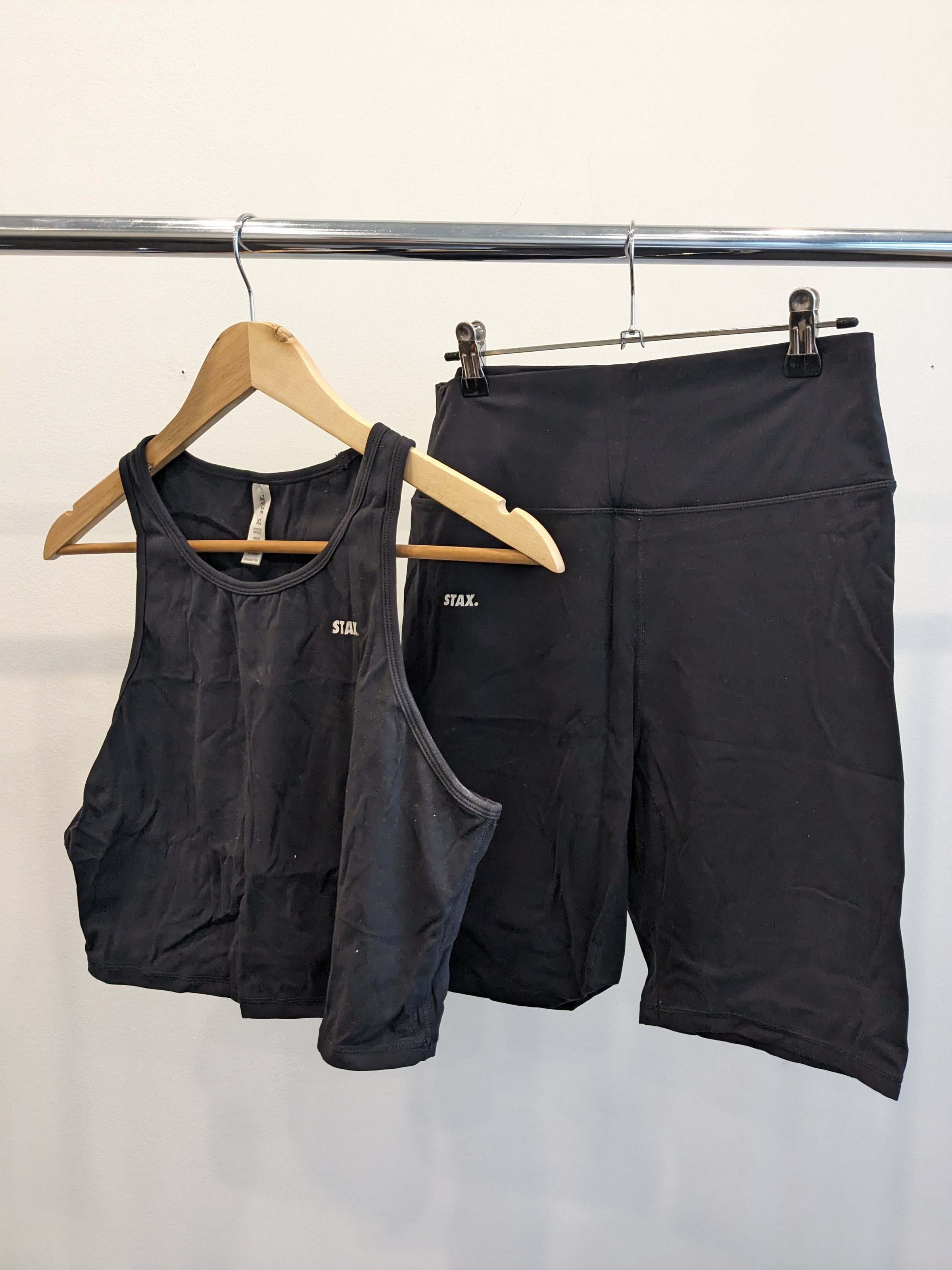 STAX Black Top And Biker Shorts - XL –