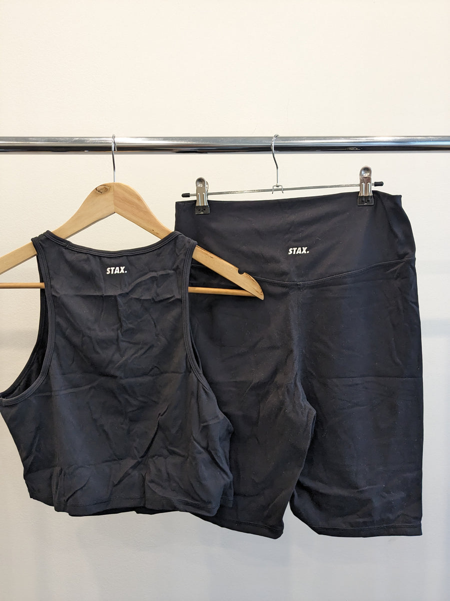 STAX Black Top And Biker Shorts - XL