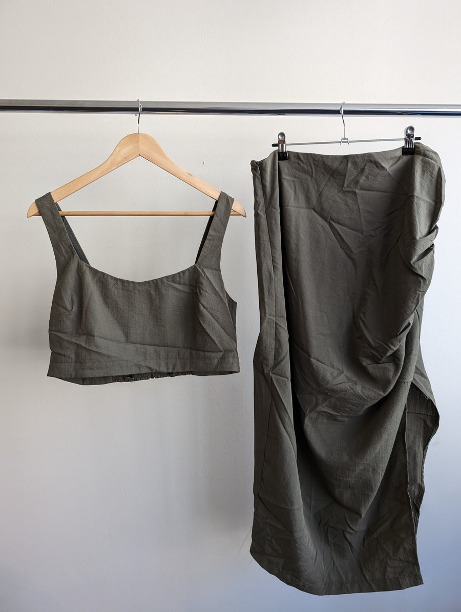 Fresh Soul Olive Green Top (AU 14) & Skirt (AU 16) Set