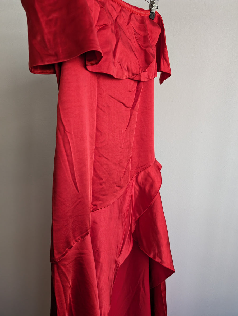 Meshki Red Satin Maxi Dress - XL