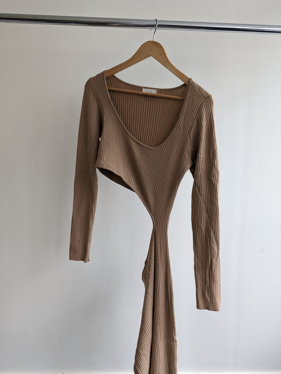 Meshki Beige Ribbed Dress - XL