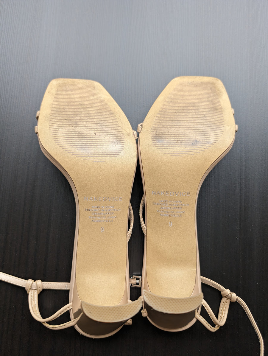 NAKEDVICE Beige Strappy Heels - 9