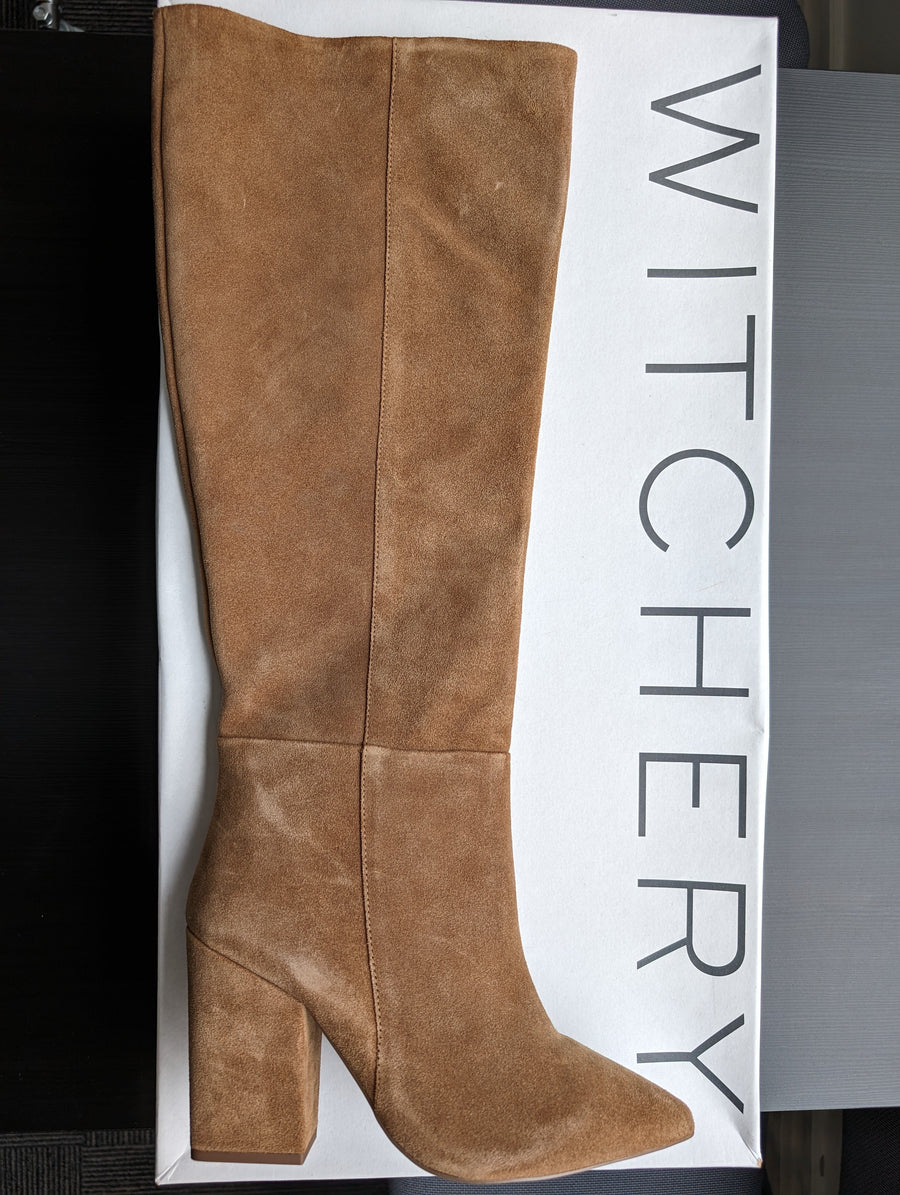 Witchery Ginger Brown Real Suede Leather Boots - 40