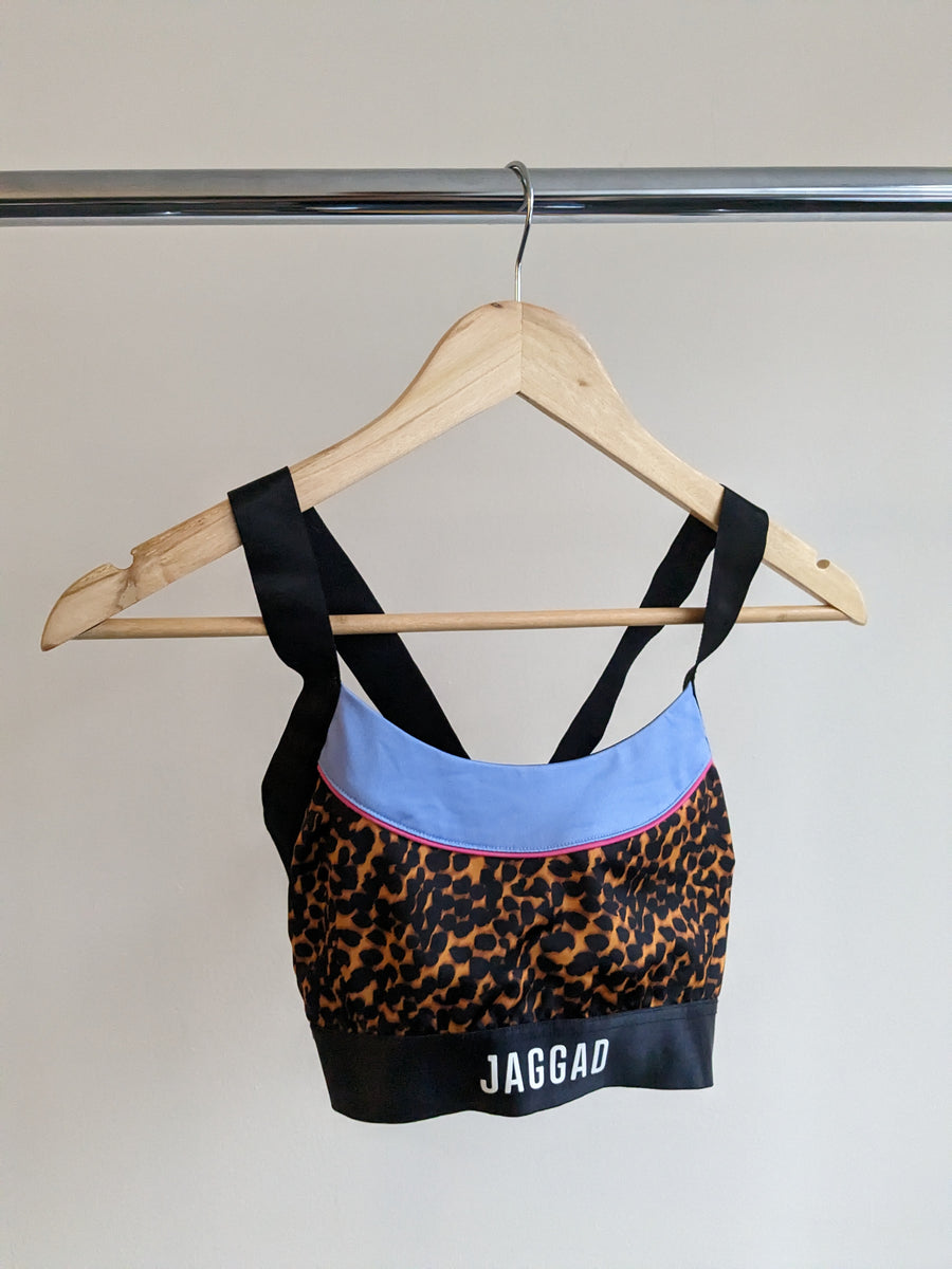 JAGGAD leopard print black sports bra - S