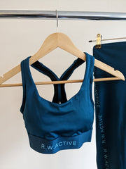 ROCKWEAR Blue/Green Hi Sprint Sports bra (AU 8) and leggings (AU 8) set