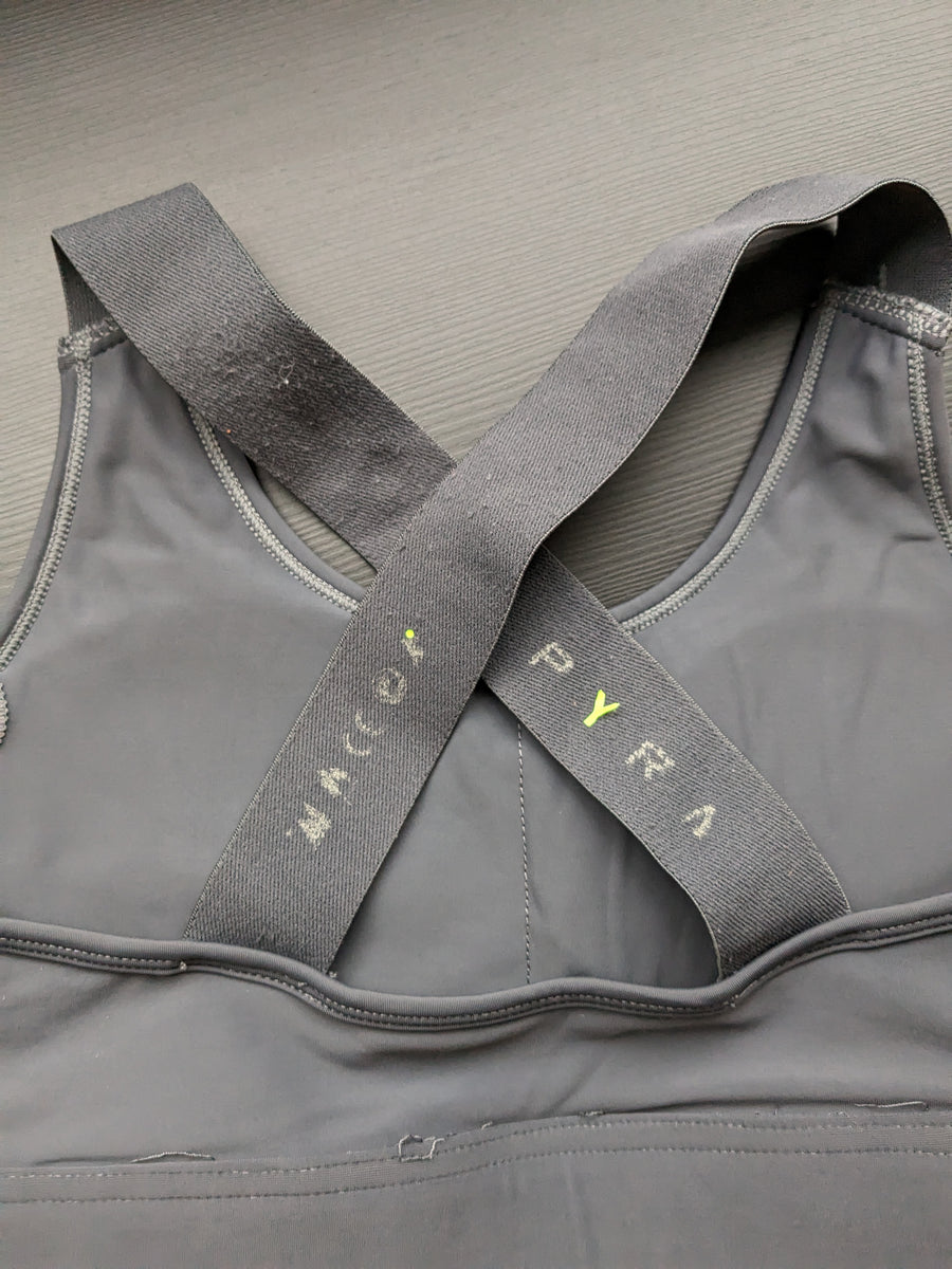 PYRA grey and lime logo sports bra and shorts set - XS/S