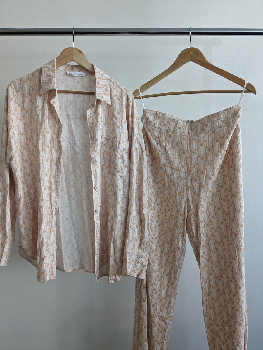 White Closet Pastel Patterned Shirt and Pants Set - AU 10