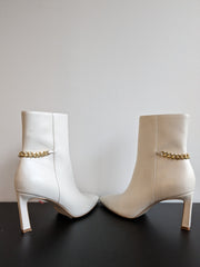 Seed Heritage genuine leather charlotte chain cream boots - 40