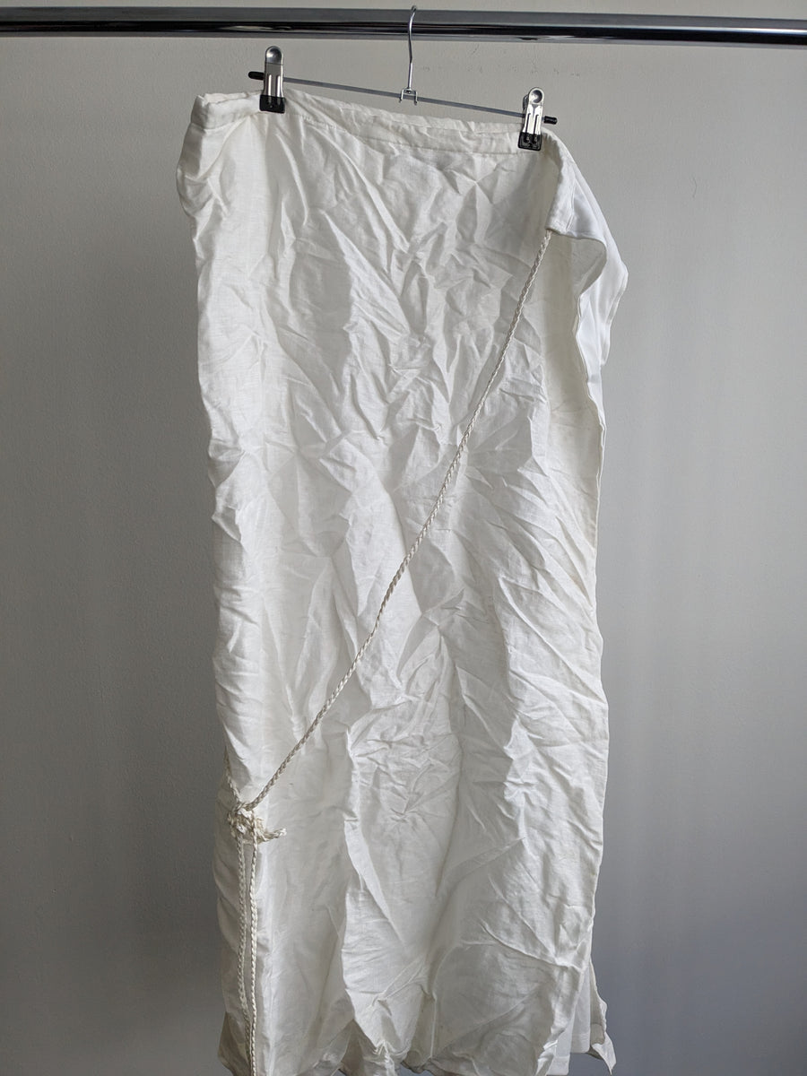 23rd & Madison White Linen Wrap Up Skirt - XS