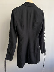 BOSKEMPER Black String Sleeved Blazer Coat - S