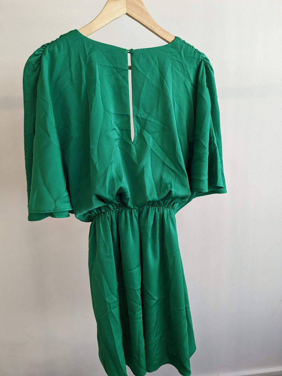 TUSSAH Green Mini Satin Dress - AU 8