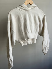 Zara White Cropped Hoodie - S