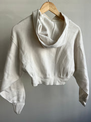 Zara White Cropped Hoodie - S