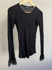 Zara Thin Ribbed Black Blouse Shirt - S