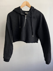 Dazie Black Zipped Cropped Hoodie - Au 10