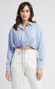 Sheike Blue And White Striped Crop Shirt - AU 8