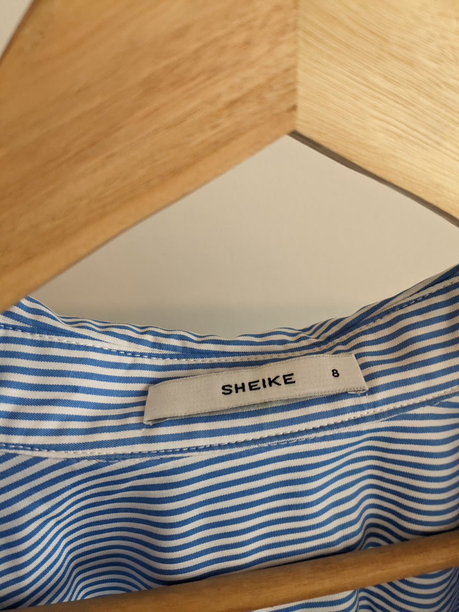 Sheike Blue And White Striped Crop Shirt - AU 8