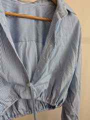 Sheike Blue And White Striped Crop Shirt - AU 8