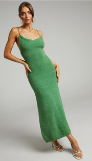 showpo Green Yurika Open Back Midi Dress - Au 10