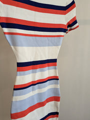 Kookai Blue White Orange Stripe Mini Tee Dress - 1