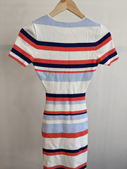 Kookai Blue White Orange Stripe Mini Tee Dress - 1