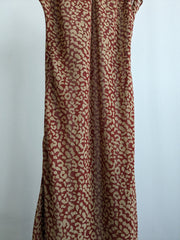 Dont Ask Amanda Red Beige Leopard Print Sheer Midi Dress - S/M