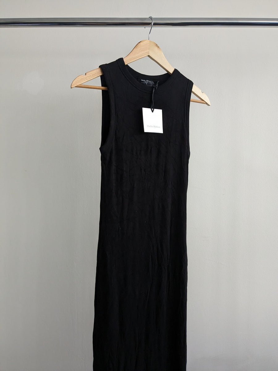 23rd & Maddison Black Ribbed Sleeveless Maxi Dress - S