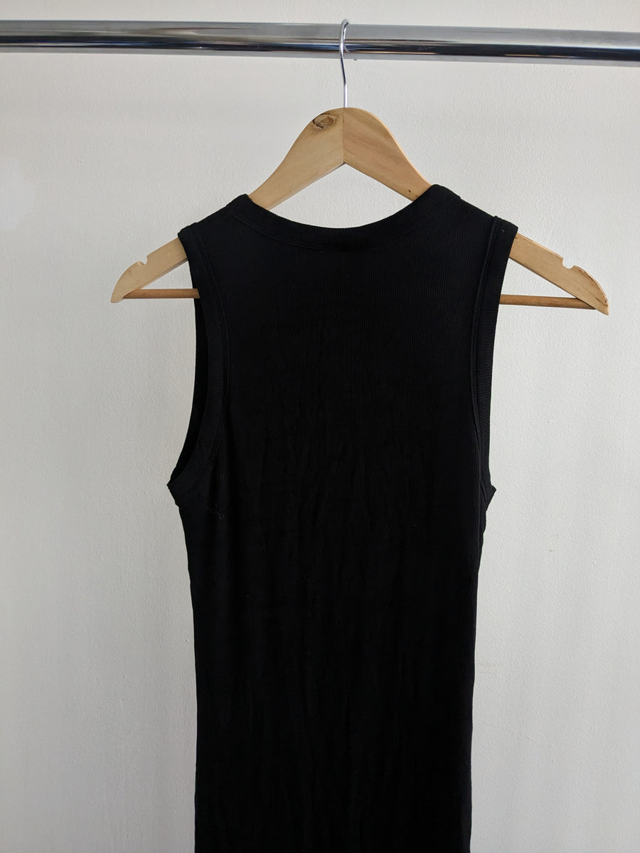 23rd & Maddison Black Ribbed Sleeveless Maxi Dress - S