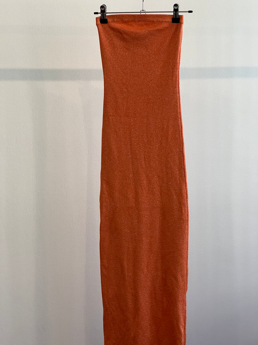 Glassons Orange Sparkling Knit Bodycon Dress - XS