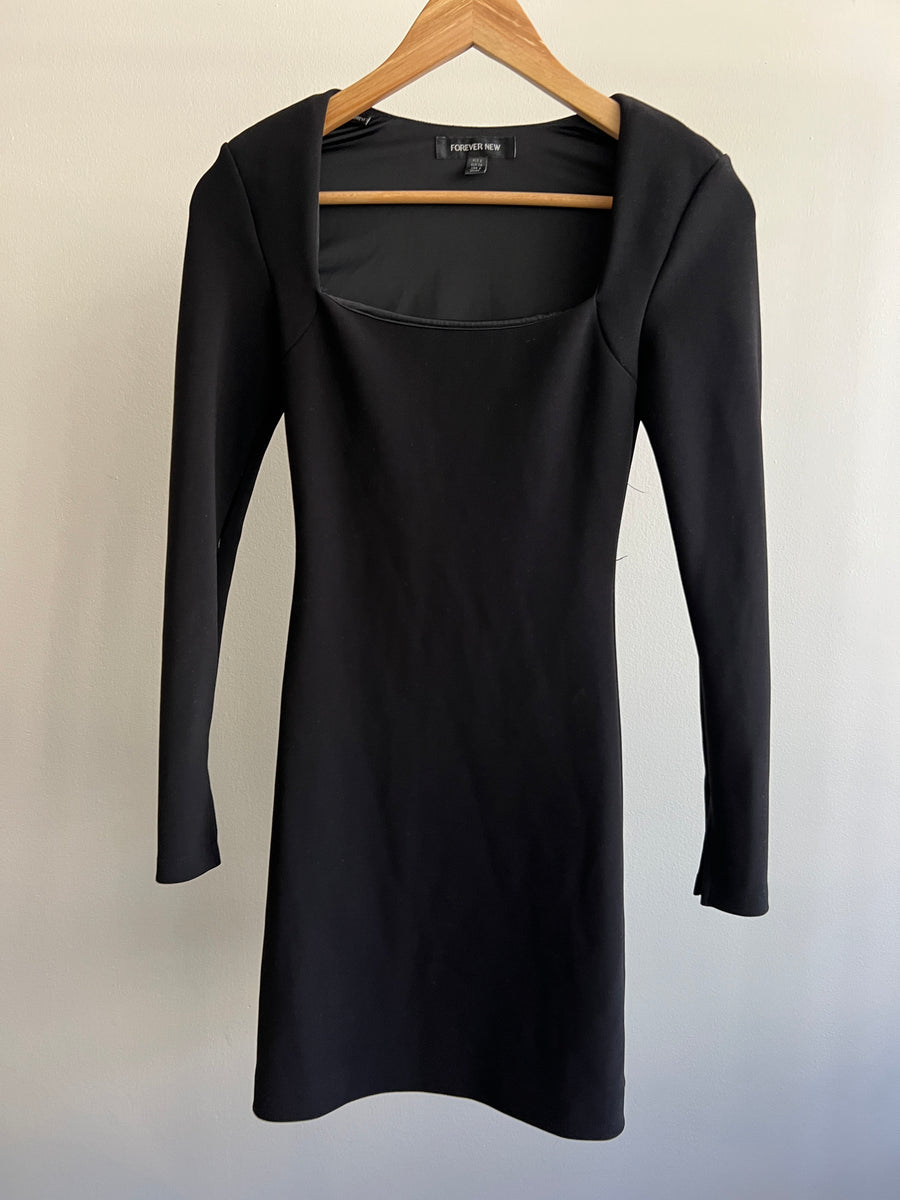 Forever New Black Long Sleeve Mini Dress - AU 6