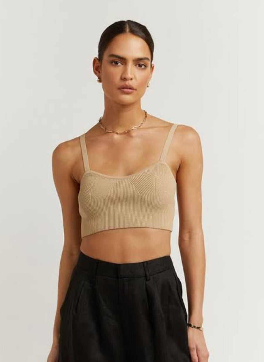 DISSH LAURIE BUTTER CROPPED KNIT TOP - L