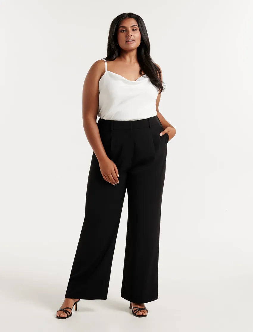 Forever New Black Primrose Curve High Waisted Pant - AU 16