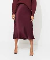 Sportsgirl Burgundy Midaxi Satin Skirt - AU 8