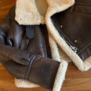 Zara faux shearling brown jacket with beige furry inside - S