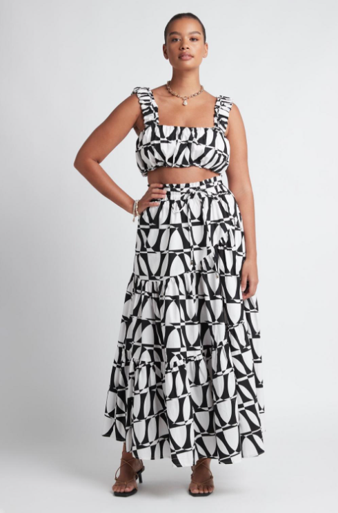 Sheike Black & White Geometric Maxi Skirt (AU 10) & Top (AU 14) Set