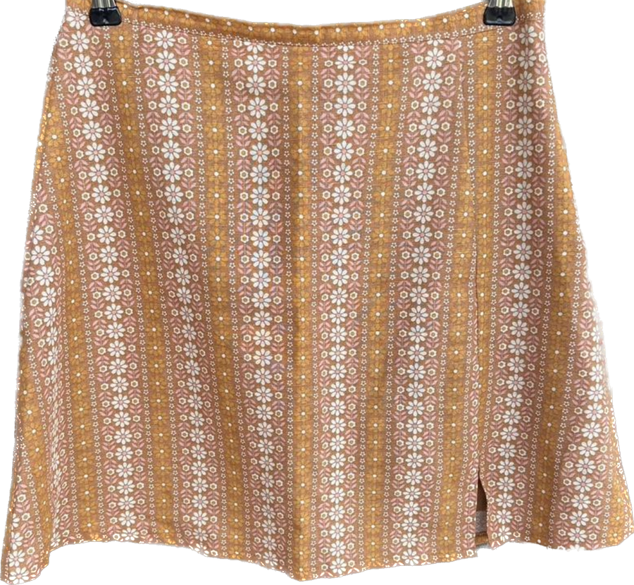 Ghanda orange pink flower skirt - UK 8