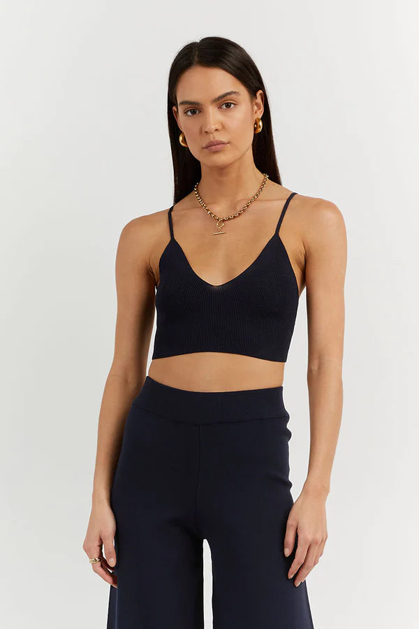 DISSH navy knit crop top - XS