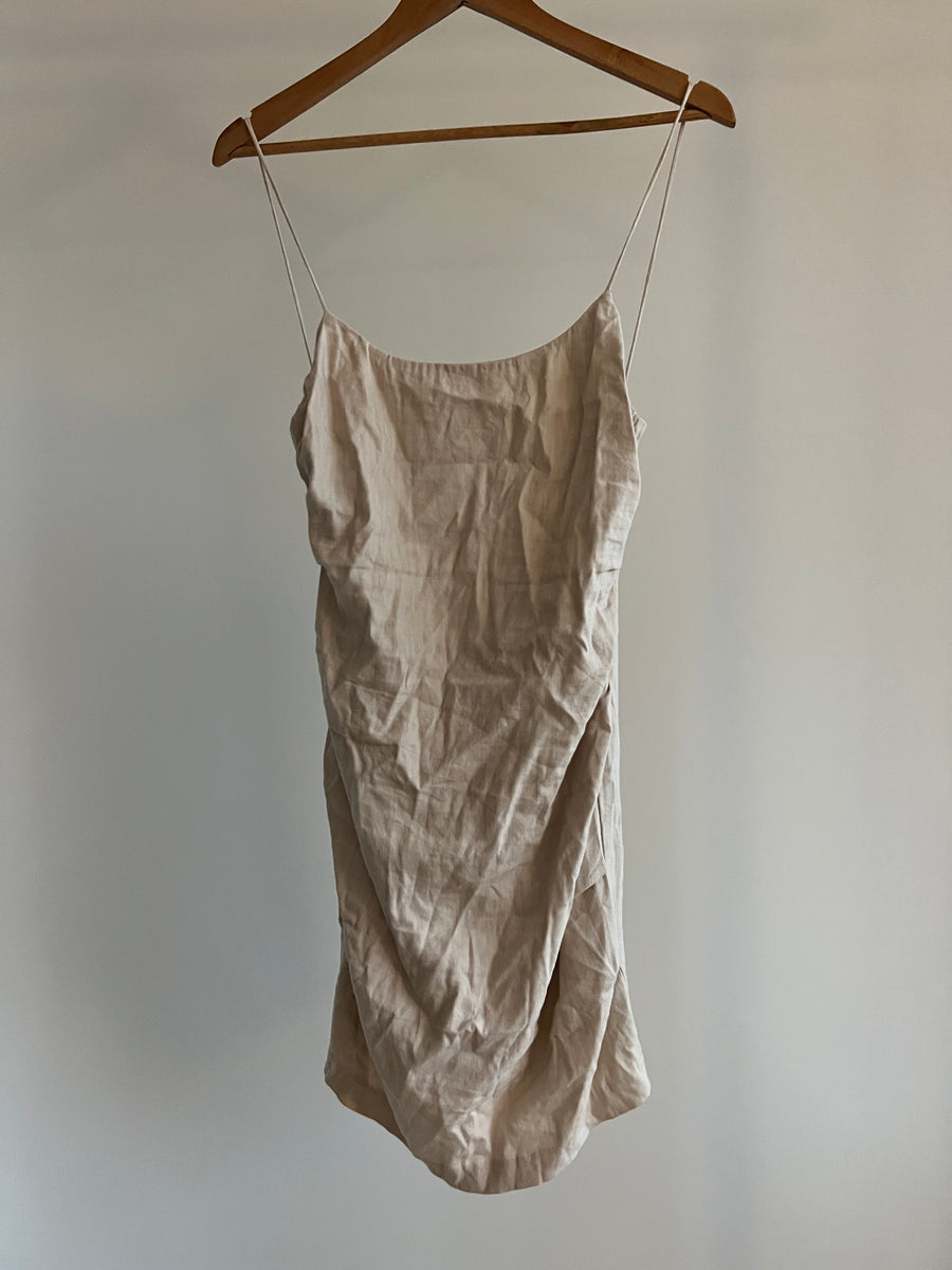 Bec + Bridge Ivory 52% Linen Mini Dress - AU 12