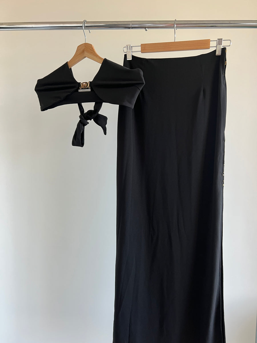 Meshki Black Bralette (M) And Maxi Skirt (S) Set