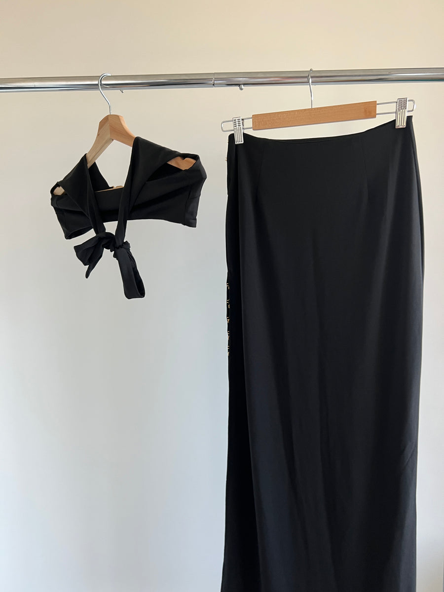 Meshki Black Bralette (M) And Maxi Skirt (S) Set