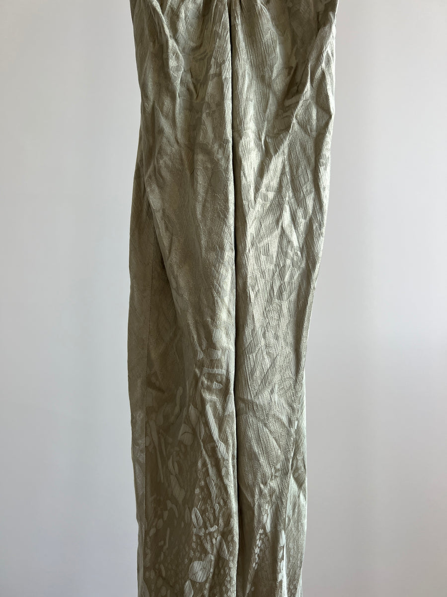 Shona Joy Olive Green Paisley Reflective Print Maxi Dress - AU 8