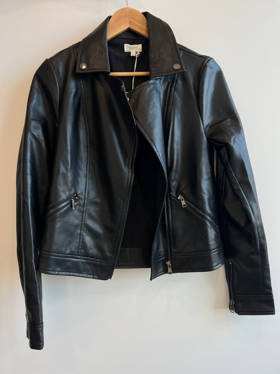 SAVEL Black Cody Leather Biker Jacket - AU 6