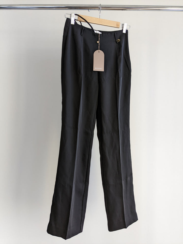 Meshki Black Semara Midrise Straight Leg Pants - XS