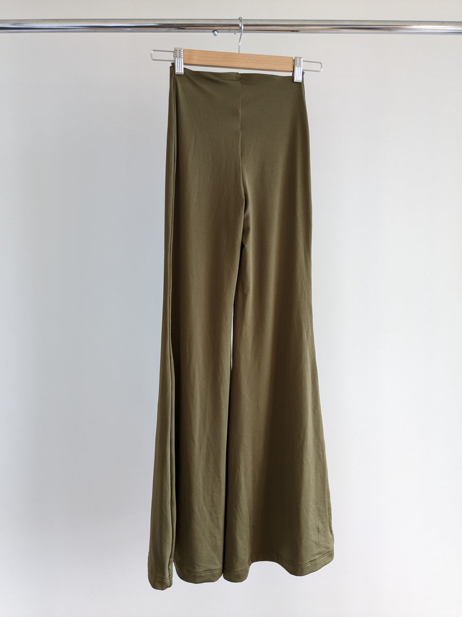 Oh Polly Bronze Stretchy Flared Leg Pants - AU 4