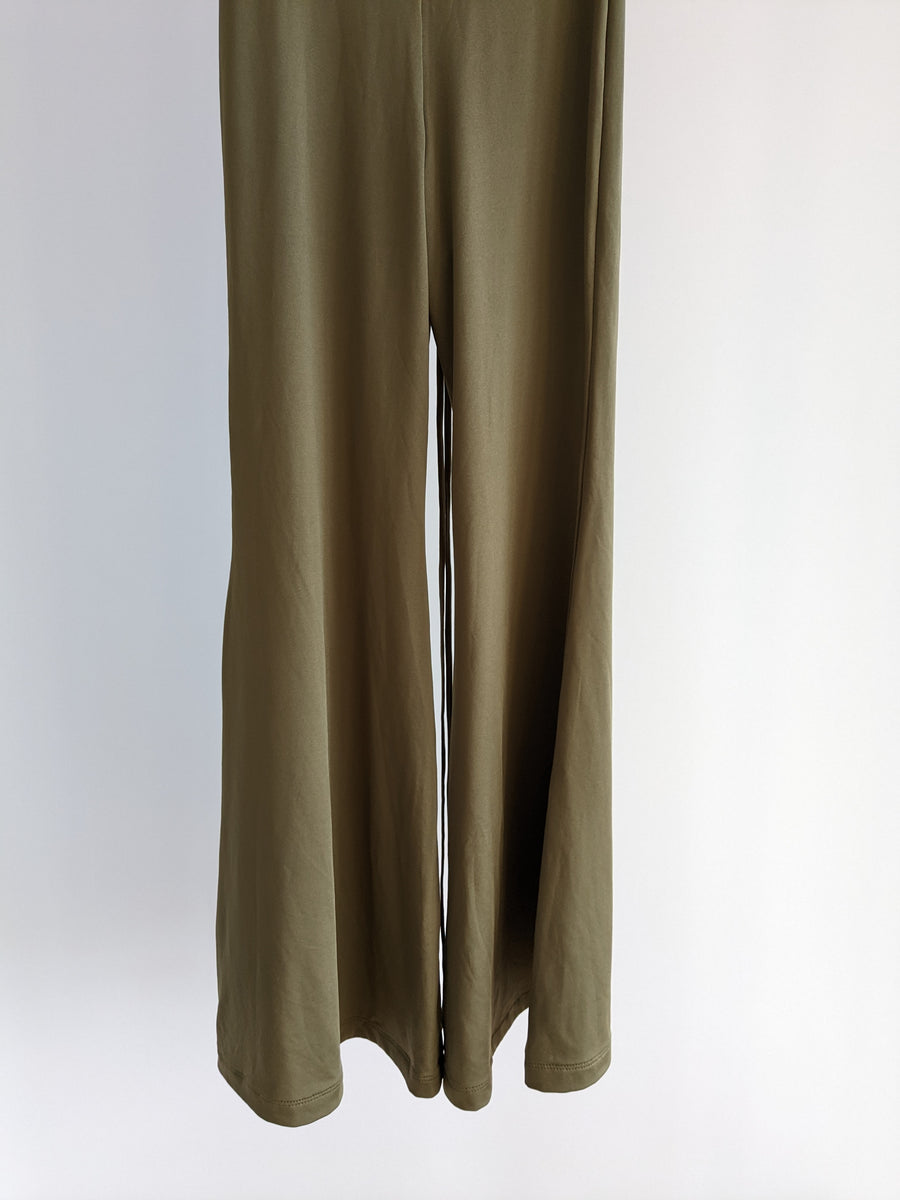 Oh Polly Bronze Stretchy Flared Leg Pants - AU 4