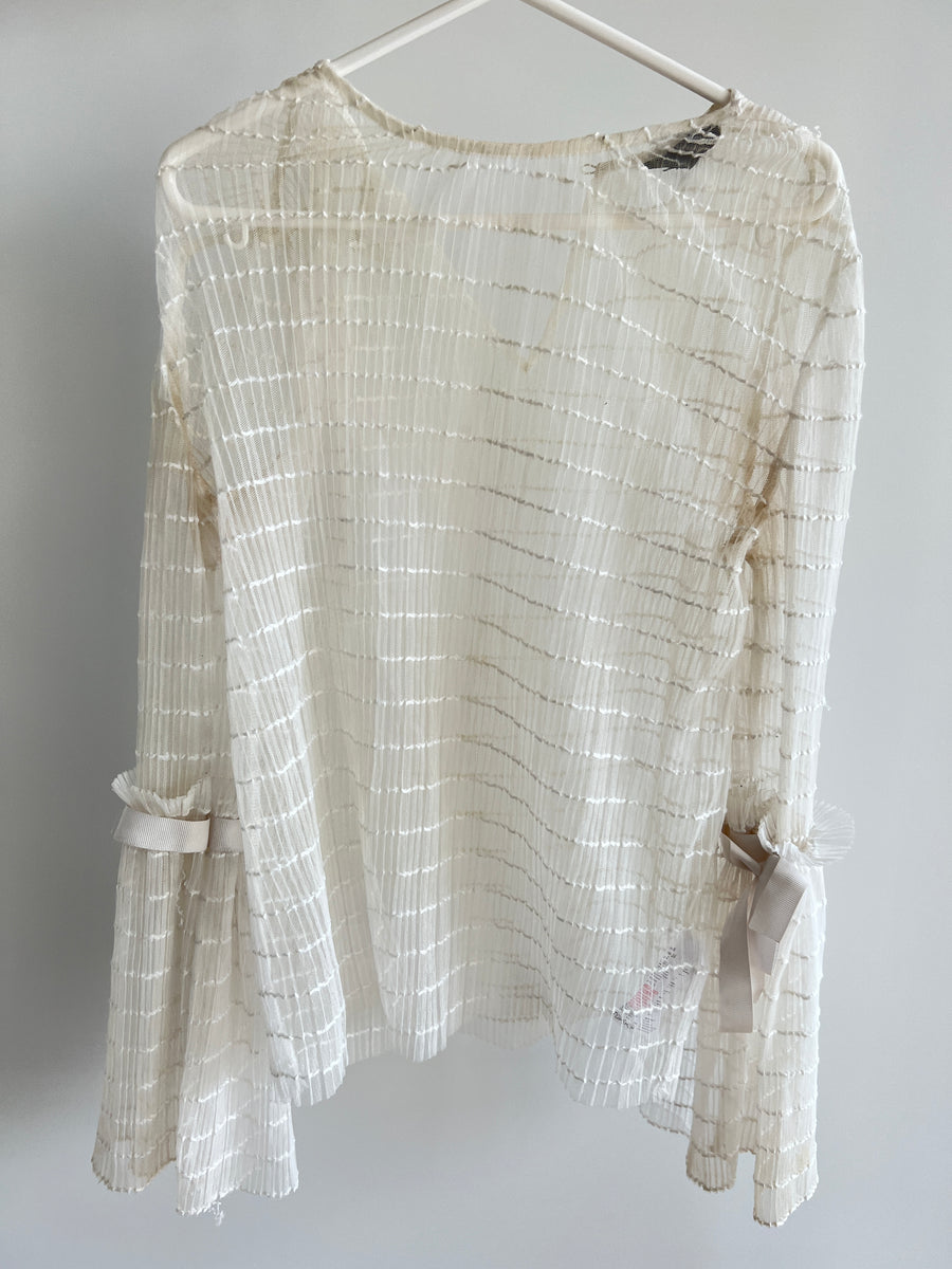 Topshop white mesh lace blouse - Size AU 8