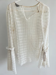 Topshop white mesh lace blouse - Size AU 8